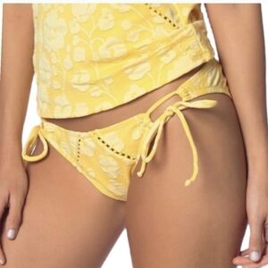 Robin Piccone "Sadie" Marigold Yellow bikini bottoms cute side ties NWT Sz XS